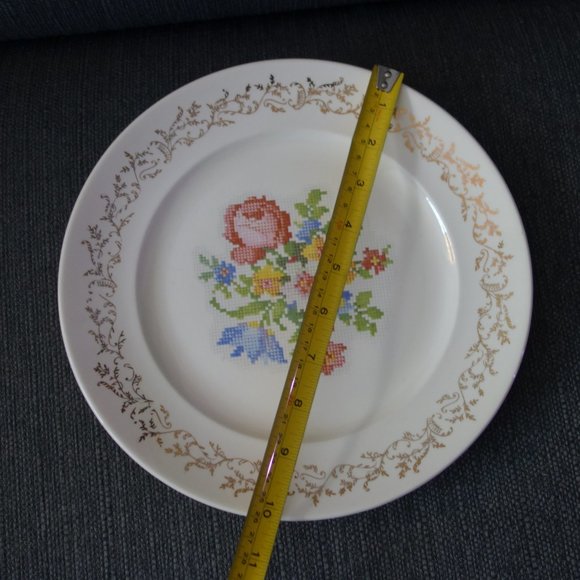 Sampler Petit Point British Empire Ware 22K Gold Plate - Picture 7 of 8